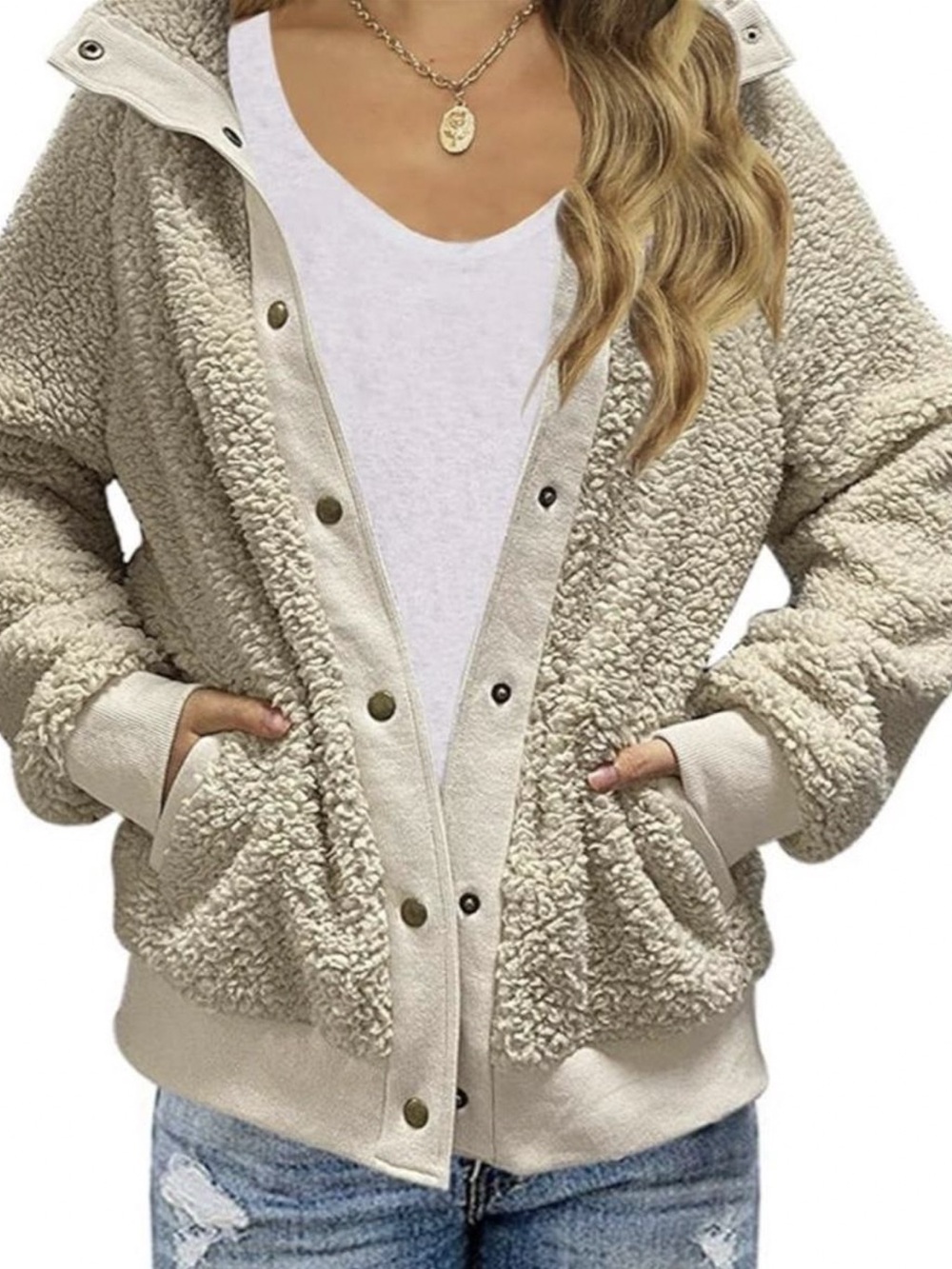 Zesica Cream Sherpa Jacket